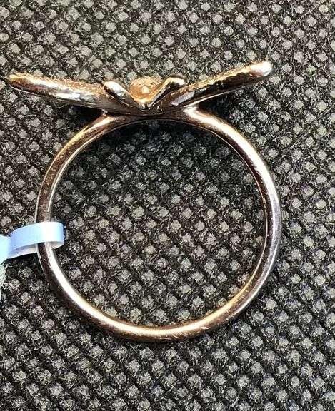 GLISTENING AND MESMERIZING 14K ROSE GOLD PAVE SET BUTTERFLY DIAMOND RING
