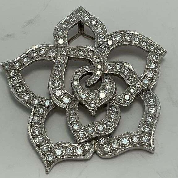 CERTIFIED 14K WHITE GOLD AND DIAMOND PENDANT