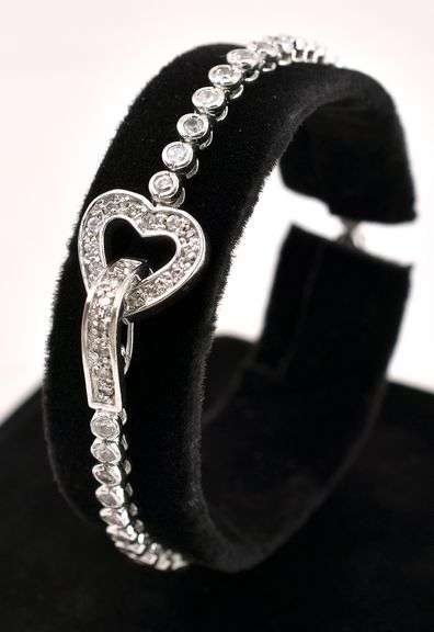 Sterling Silver Heart CZ Tennis Bracelet