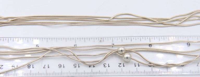 925 Sterling Silver Multi Strand Chain Necklace