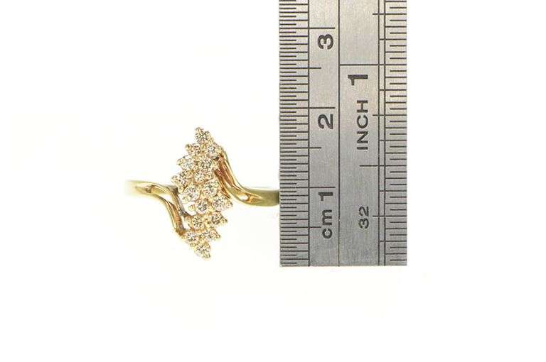 14K Yellow Gold 0.40 Ctw Diamond Zig Zag Cluster Bypass Ring
