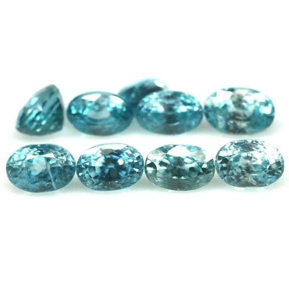Vibrant blue! 8.65ct 9pc Cambodian Zircon set
