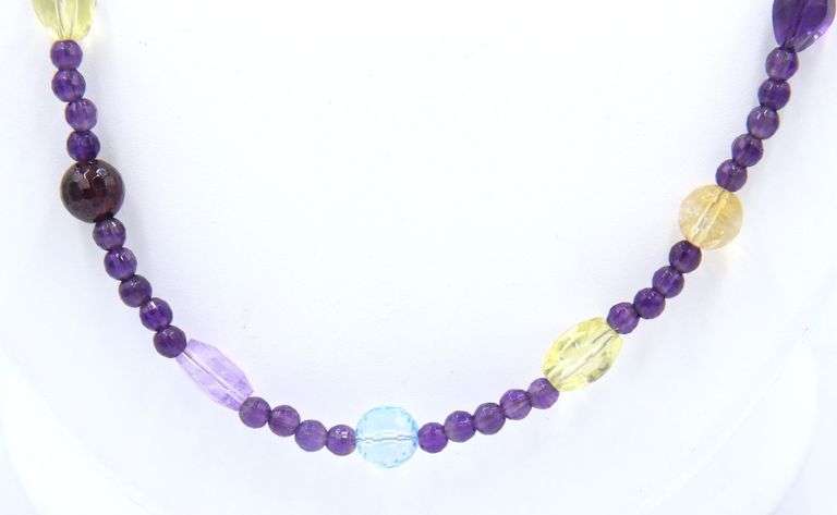 Fantastic Amethyst, Garnet, Blue Topaz and Citrine Necklace