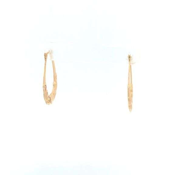 10K Yellow Gold Puffy Heart Love Symbol Scroll Oval Hoop Earrings