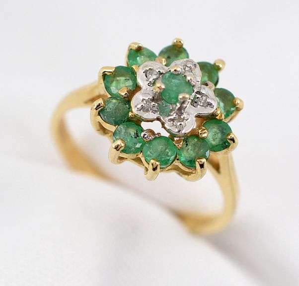 Classic Emerald Cluster in 14K YG
