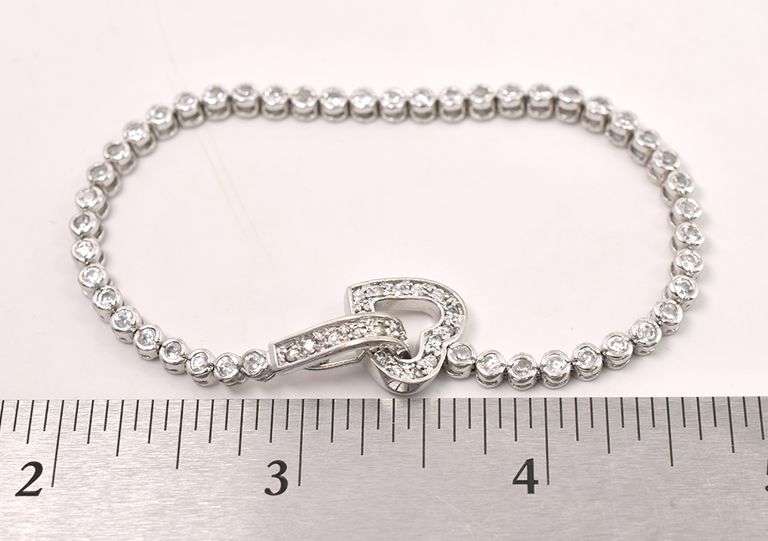 Sterling Silver Heart CZ Tennis Bracelet