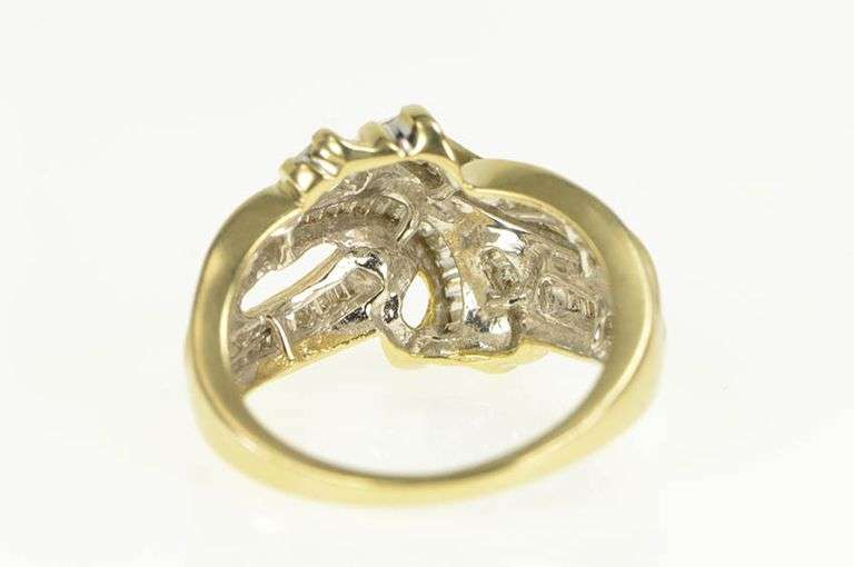 10K Yellow Gold 1.00 Ctw Baguette Diamond Wavy Statement Ring