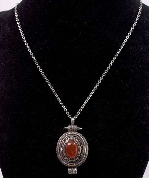 Sterling Silver Carnelian Gemstone Pendant Necklace