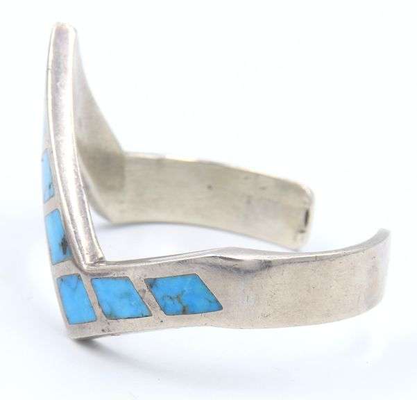 Lot of 2 Vintage 925 Sterling Silver Turquoise Cuff Bangles