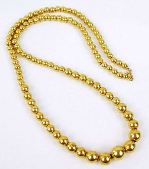 14K Yellow Gold Bead Necklace