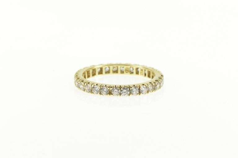10K Yellow Gold Round Cubic Zirconia Wedding Band Classic Ring