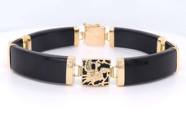 Favorite Yellow Gold Black Onyx Good Fortune Bracelet
