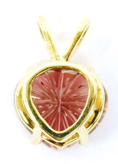 14K Pink Gemstone Heart Pendant