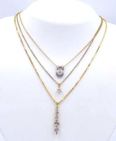 Group Lot of 3 Vintage 925 Sterling Silver Necklaces