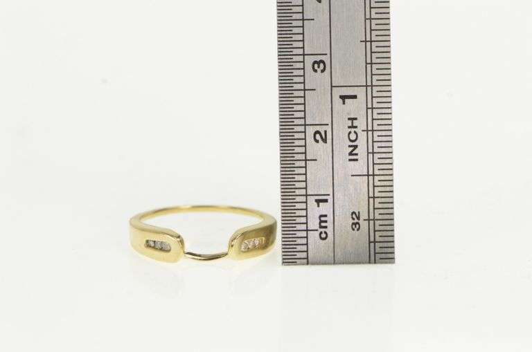 10K Yellow Gold Diamond Contour Wedding Band Guard Ring