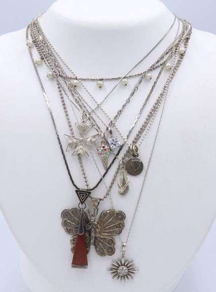 Big Group Lot of Vintage 925 Sterling Silver Necklaces