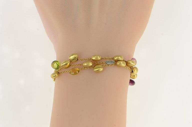 18K Yellow Gold Marco Bicego Mixed Stone & Tear Drop Bracelet