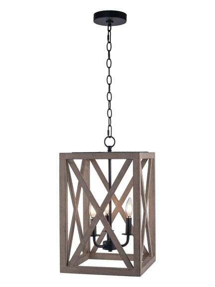 Wooden Rectangle Chandelier: Rustic Elegance