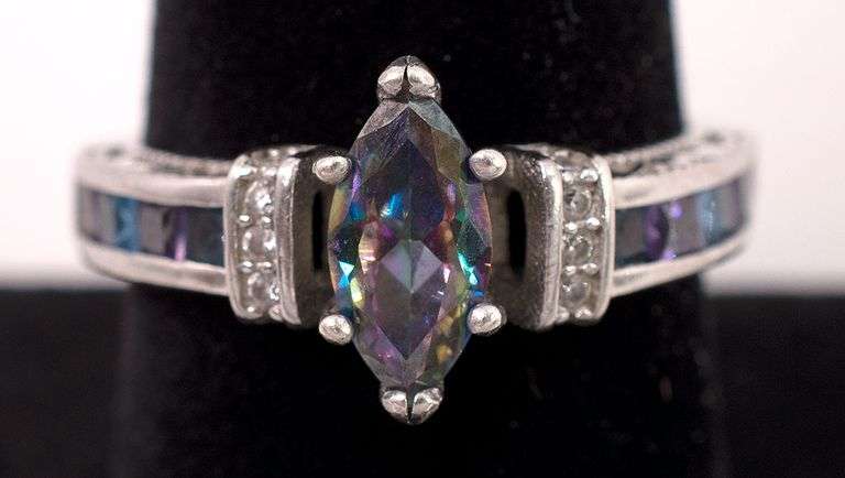 Sterling Silver Mystic Topaz and Amethyst Ring