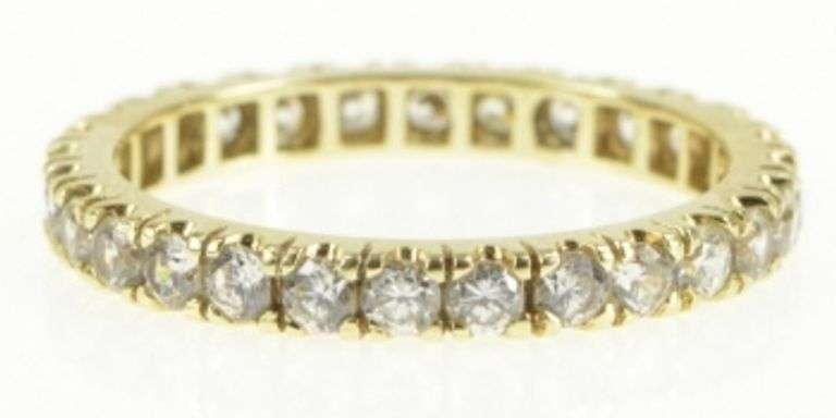 10K Yellow Gold Round Cubic Zirconia Wedding Band Classic Ring