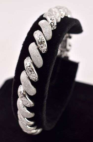 Superb 14K White Gold Fancy Link Bracelet