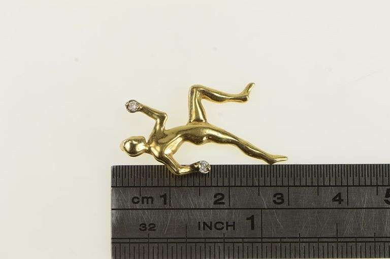 14K Yellow Gold Diamond Accent Runner Jogger Sprint Charm/Pendant
