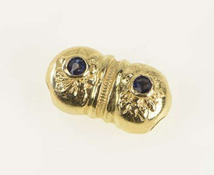 14K Yellow Gold Bow Tie Sapphire Spacer Slide Bracelet Charm/Pendant