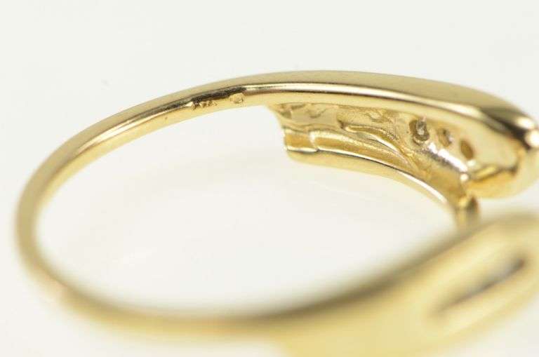 10K Yellow Gold Diamond Contour Wedding Band Guard Ring