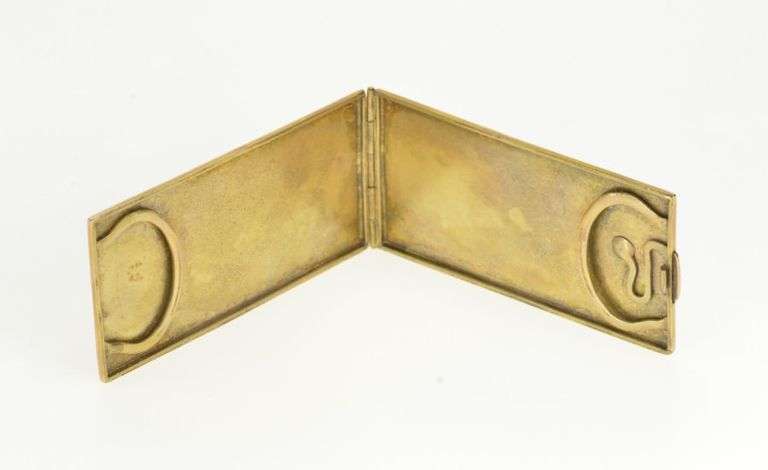 10K Yellow Gold Art Deco 47x26.7mm Masonic Enamel Card Case Pendant