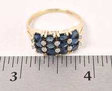 Ravishing Yellow Gold Blue Sapphire and Diamond Ring