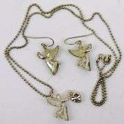 Vintage Sterling Christmas Angel Necklace & Earrings