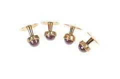 14K Yellow Gold Men's Natural Star Ruby Cabochon Tuxedo Shirt Studs