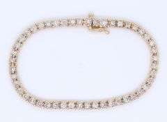 Elegant Yellow Gold 2.75ctw Two Tone Diamond Tennis Bracelet
