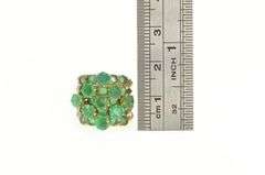 14K Yellow Gold Victorian Layered Green Glass Statement Band Ring