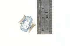 14K White Gold 1950's 7.00 Ct Oval Syn. Blue Spinel Bypass Ring