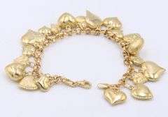 Attractive High Polished and Brushed Textured Heart Charm Bracelet