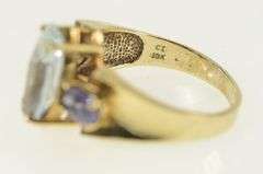 10K Yellow Gold Marquise Blue Topaz Tanzanite Cocktail Ring
