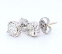 Brilliant White Gold 1.30ctw Diamond under Halo Stud Earrings