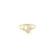 10K Yellow Gold Vintage Diamond Petal Floral Cluster Ring