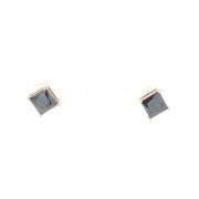 10K Yellow Gold Princess Cut Hematite Vintage Stud Earrings