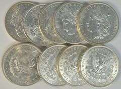 10 Great AU+ 19th Century Morgan Silver Dollars 1879 to 1888
