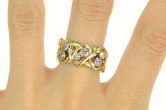 14K Yellow Gold Diamond & Cubic Zirconia Artisan Vine Band Ring