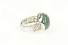 18K White Gold 17.48 Ctw Natural Green Tourmaline Diamond Ring