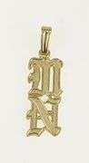 14K Yellow Gold M N Monogram Initial Letter Name Charm/Pendant