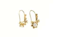 14K Yellow Gold 1.10 Ctw 1950's Diamond Gypsy Dangle Earrings