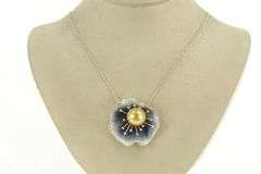 18K Yellow Gold Designer Pearl Diamond Lily Pad Leaf Pendant/Pin