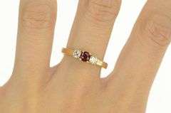 14K Yellow Gold 0.88 Ctw Natural Ruby Diamond Engagement Ring