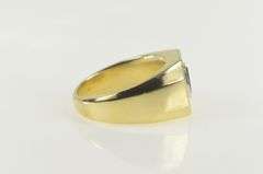 14K Yellow Gold Onyx Diamond Halo Squared Men's Statement Ring