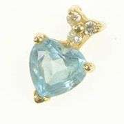 14K Yellow Gold Heart Blue Topaz Diamond Cluster Love Pendant