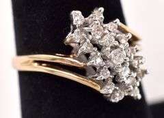 Alluring 14K Yellow Gold Diamond Waterfall Ring